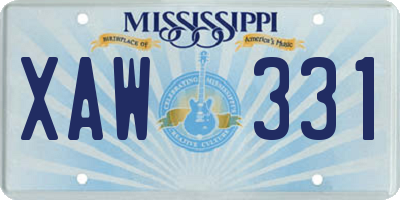 MS license plate XAW331