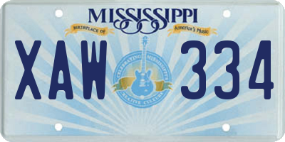 MS license plate XAW334