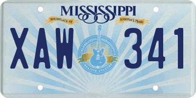 MS license plate XAW341