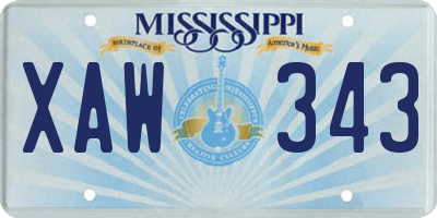 MS license plate XAW343