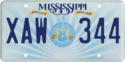 MS license plate XAW344