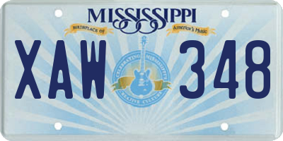 MS license plate XAW348