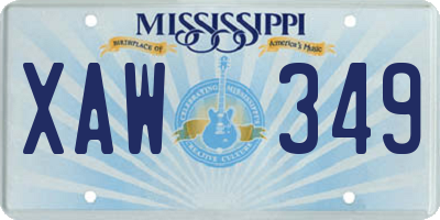 MS license plate XAW349