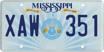 MS license plate XAW351