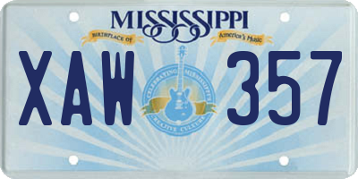 MS license plate XAW357