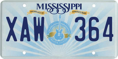 MS license plate XAW364