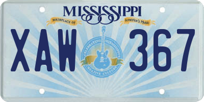 MS license plate XAW367