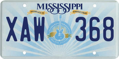 MS license plate XAW368
