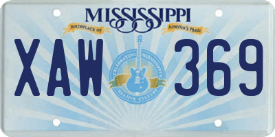 MS license plate XAW369