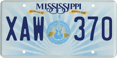 MS license plate XAW370