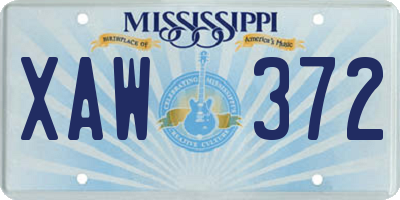 MS license plate XAW372