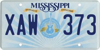 MS license plate XAW373