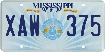 MS license plate XAW375