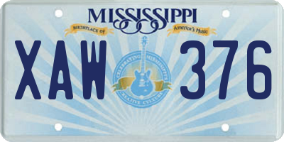 MS license plate XAW376
