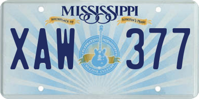 MS license plate XAW377