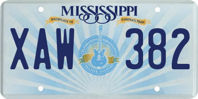 MS license plate XAW382