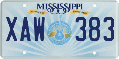 MS license plate XAW383