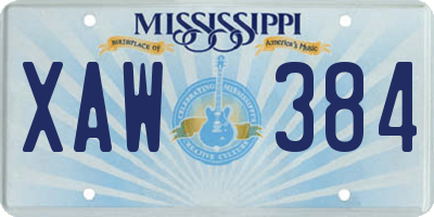 MS license plate XAW384