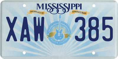 MS license plate XAW385