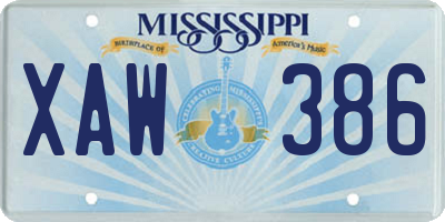 MS license plate XAW386