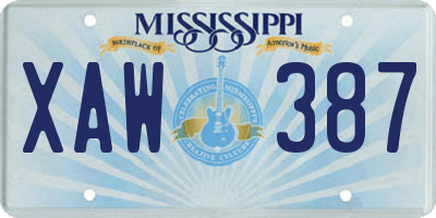 MS license plate XAW387