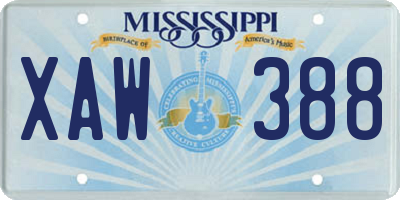 MS license plate XAW388