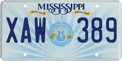 MS license plate XAW389