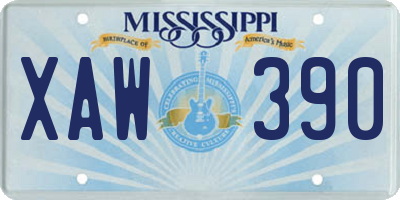 MS license plate XAW390