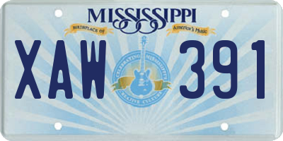 MS license plate XAW391