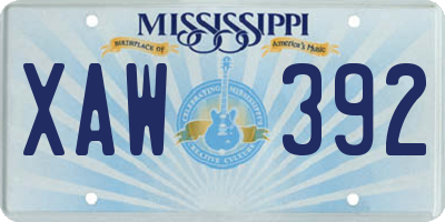 MS license plate XAW392
