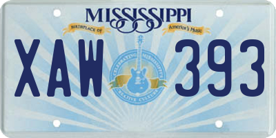 MS license plate XAW393