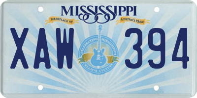 MS license plate XAW394
