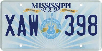 MS license plate XAW398