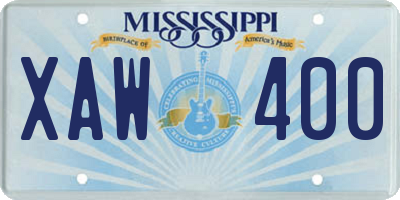 MS license plate XAW400