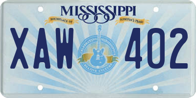MS license plate XAW402