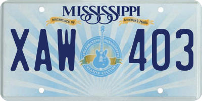 MS license plate XAW403