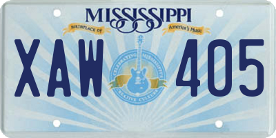 MS license plate XAW405