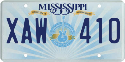 MS license plate XAW410