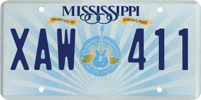 MS license plate XAW411