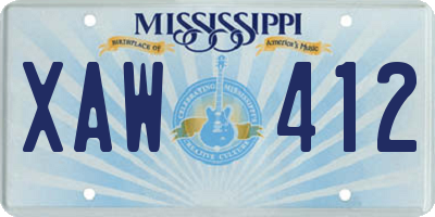 MS license plate XAW412