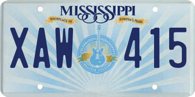 MS license plate XAW415