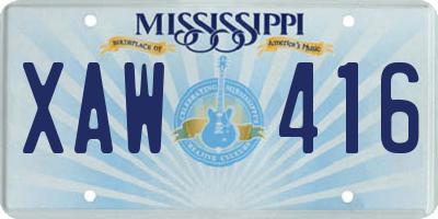 MS license plate XAW416