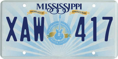 MS license plate XAW417