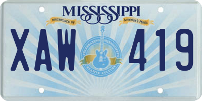 MS license plate XAW419