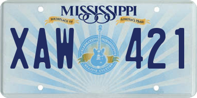 MS license plate XAW421