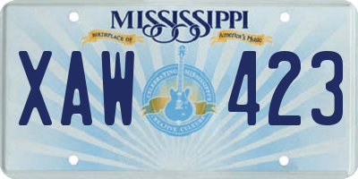MS license plate XAW423