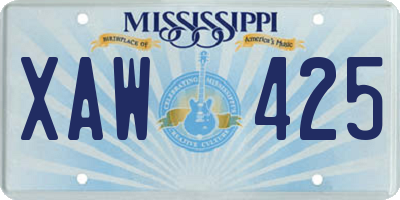 MS license plate XAW425