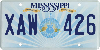 MS license plate XAW426