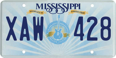 MS license plate XAW428