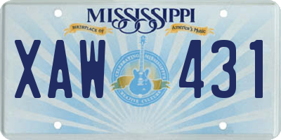 MS license plate XAW431
